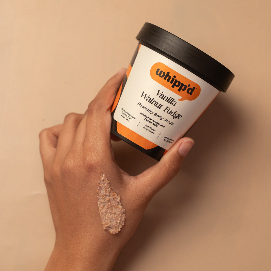 Vanilla Walnut Fudge Body Scrub with 2% Lactic Acid for Gentle Exfoliation | 150g